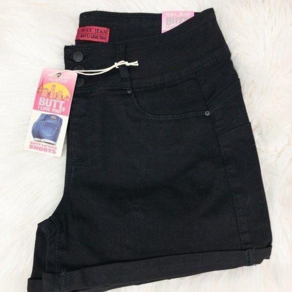 Wax Jean Pants - Black Jean Butt Push-Up Shorts